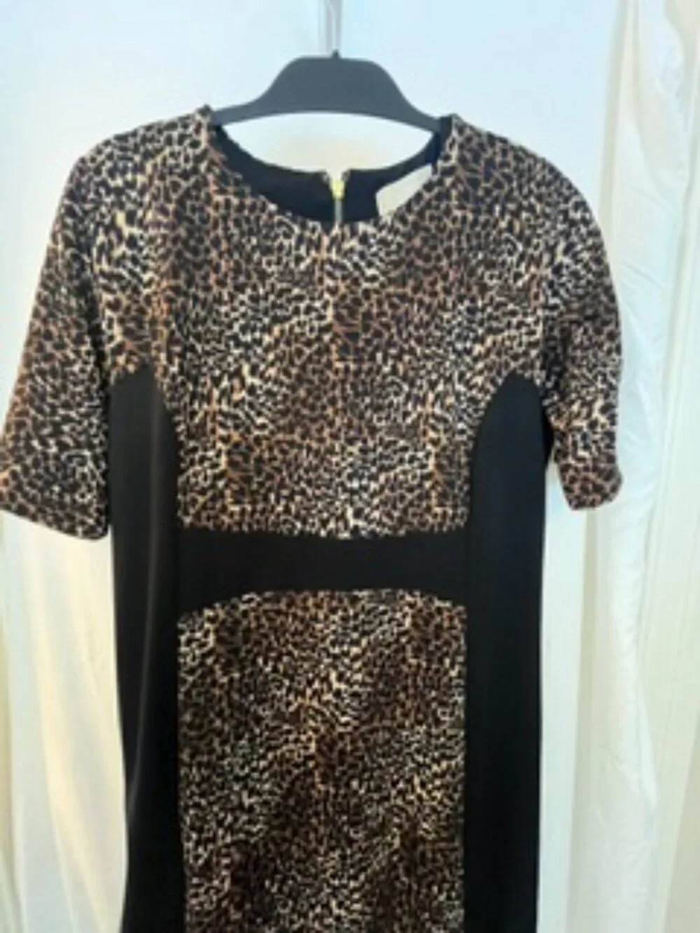 Michael Kors Leopard Print Dress Size 14 Black Color block